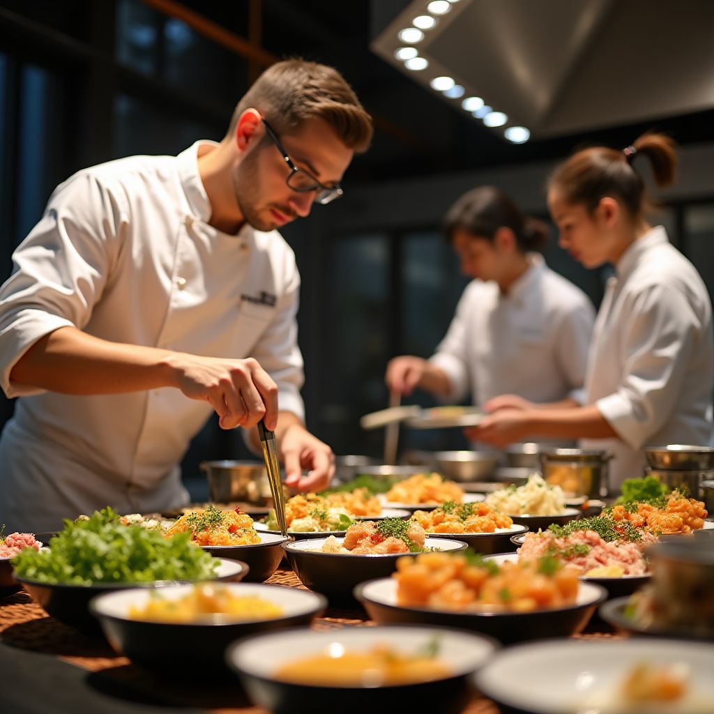 Equipo de cocina en acción